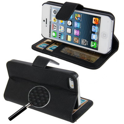 Cross Texture Flip Horizontal Leather Case with Credit Card Slot for iPhone 5 & 5s & SE & SE