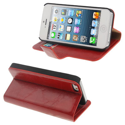 Horizontal Flip Leather Case with Credit Card Slots & Holder for iPhone 5 & 5s & SE & SE