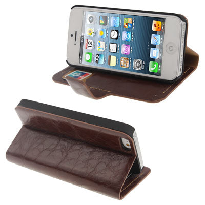 Horizontal Flip Leather Case with Credit Card Slots & Holder for iPhone 5 & 5s & SE & SE