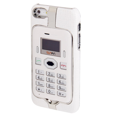 2 in 1 Pasting Skin Plastic Case + P5 GSM Mobile Phone for iPhone 5, Bluetooth + Alarm Clock + SMS Function, Dual Frequency: GSM 900 / 1800MHz(White)