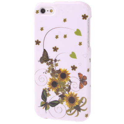 2 in 1 (Front + Back) Sunflower Pattern Detachable Plastic Protective Case for iPhone 5 & 5s & SE