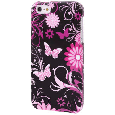 2 in 1 (Front + Back) Butterfly Pattern Detachable Plastic Protective Case for iPhone 5 & 5s & SE