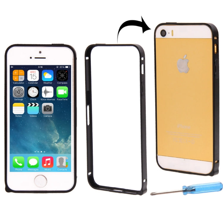 Cross Series 0.7mm Metal Bumper Frame with mini Screw Kit for iPhone 5 & 5s & SE (Black)