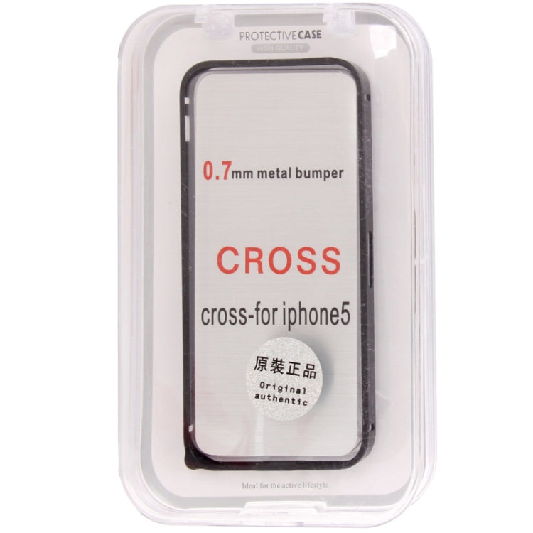 Cross Series 0.7mm Metal Bumper Frame with mini Screw Kit for iPhone 5 & 5s & SE (Black)