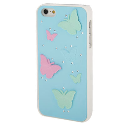 Flying Butterfly Pattern Diamond Encrusted Plastic Case for iPhone 5 & 5s & SE