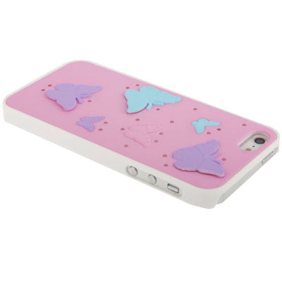 Flying Butterfly Pattern Diamond Encrusted Plastic Case for iPhone 5 & 5s & SE