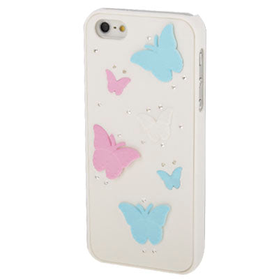 Flying Butterfly Pattern Diamond Encrusted Plastic Case for iPhone 5 & 5s & SE