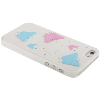 Flying Butterfly Pattern Diamond Encrusted Plastic Case for iPhone 5 & 5s & SE