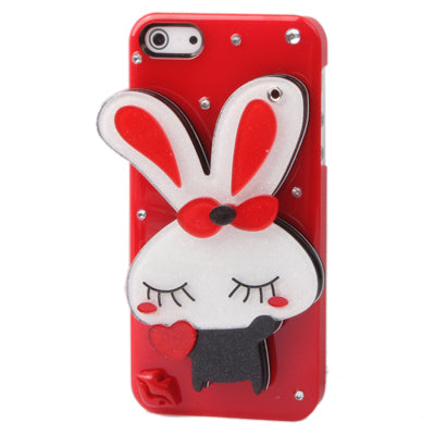 3D White Rabbit Acrylic Mirror Case for iPhone 5 & 5s & SE (Red)