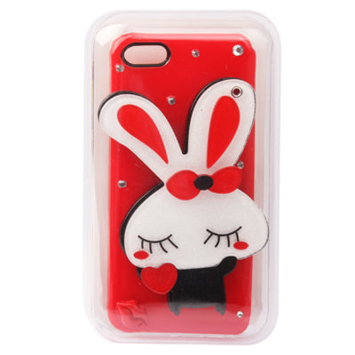 3D White Rabbit Acrylic Mirror Case for iPhone 5 & 5s & SE (Red)
