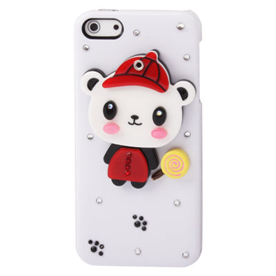 3D Mini Bear Acrylic Mirror Case for iPhone 5 & 5s & SE (White)