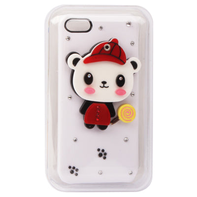 3D Mini Bear Acrylic Mirror Case for iPhone 5 & 5s & SE (White)