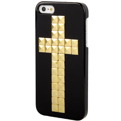 Golden Cross Rivet Style Plastic Protective Case for iPhone 5 & 5s & SE