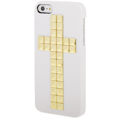 Golden Cross Rivet Style Plastic Protective Case for iPhone 5 & 5s & SE