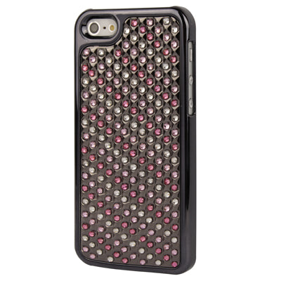 Black Frame Diamond Encrusted Plating Skinning Plastic Case for iPhone 5 & 5s & SE