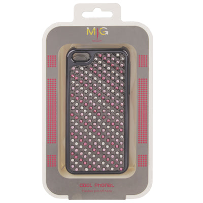 Black Frame Diamond Encrusted Plating Skinning Plastic Case for iPhone 5 & 5s & SE