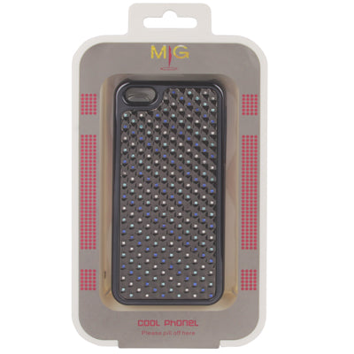 Black Frame Diamond Encrusted Plating Skinning Plastic Case for iPhone 5 & 5s & SE