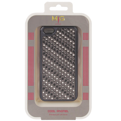 Black Frame Diamond Encrusted Plating Skinning Plastic Case for iPhone 5 & 5s & SE