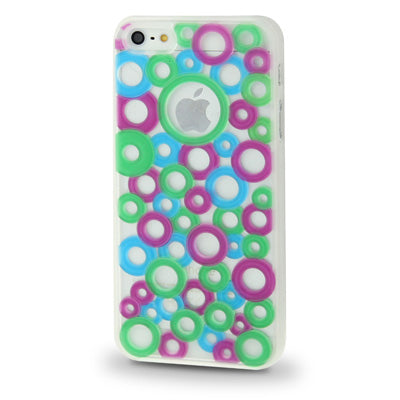 Colorful Dots Style Translucent Frame Hollow Plastic Case for iPhone 5 & 5s & SE