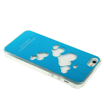 Hollow Heart Pattern LED Changed Sense Flash Light Effect Pasting Metal Plastic Case for iPhone 5 & 5s & SE
