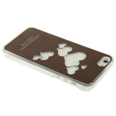 Hollow Heart Pattern LED Changed Sense Flash Light Effect Pasting Metal Plastic Case for iPhone 5 & 5s & SE