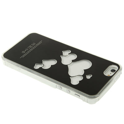Hollow Heart Pattern LED Changed Sense Flash Light Effect Pasting Metal Plastic Case for iPhone 5 & 5s & SE