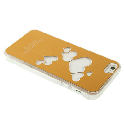 Hollow Heart Pattern LED Changed Sense Flash Light Effect Pasting Metal Plastic Case for iPhone 5 & 5s & SE