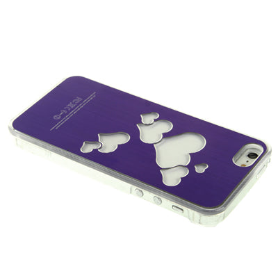 Hollow Heart Pattern LED Changed Sense Flash Light Effect Pasting Metal Plastic Case for iPhone 5 & 5s & SE