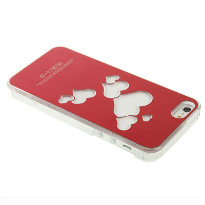 Hollow Heart Pattern LED Changed Sense Flash Light Effect Pasting Metal Plastic Case for iPhone 5 & 5s & SE