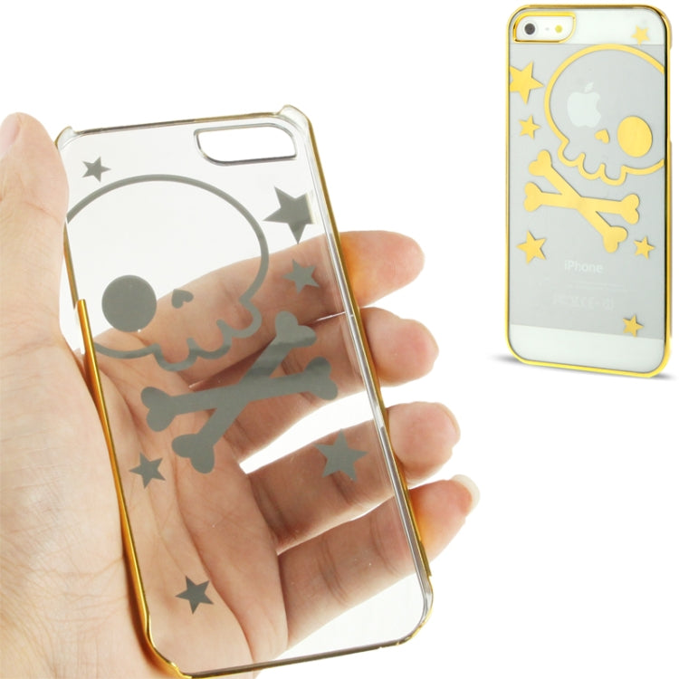 Skull Pattern Ultra Thin Plating Border Transparent Plastic Case for iPhone 5 & 5s & SE
