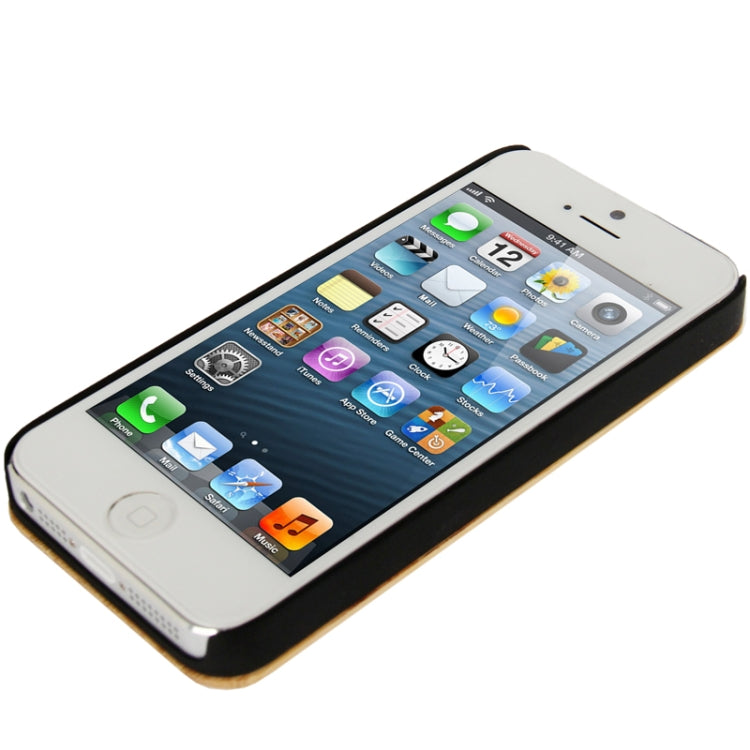 Woodcarving Camera Pattern Protective Plastic Case with Bamboo Patch for iPhone 5 & 5s & SE