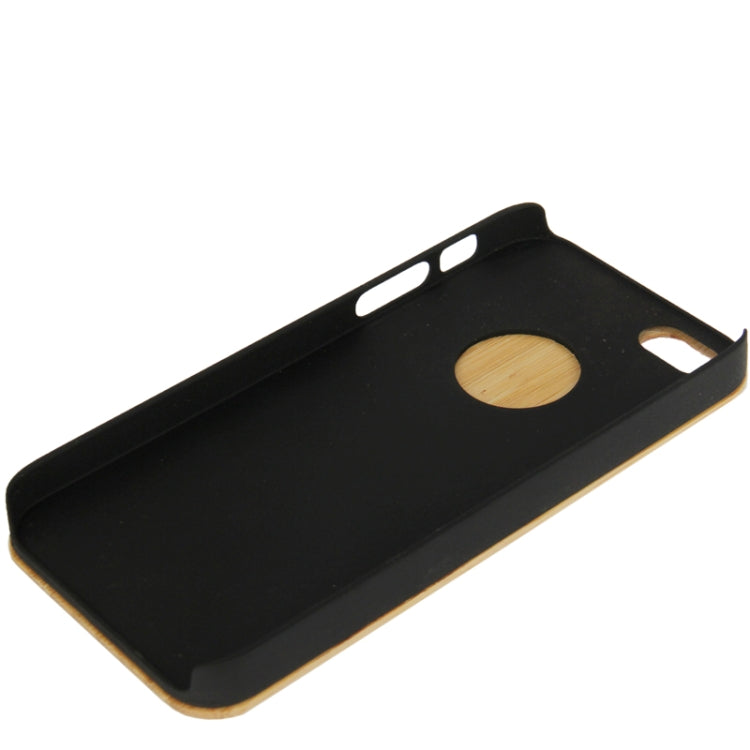 Woodcarving Camera Pattern Protective Plastic Case with Bamboo Patch for iPhone 5 & 5s & SE