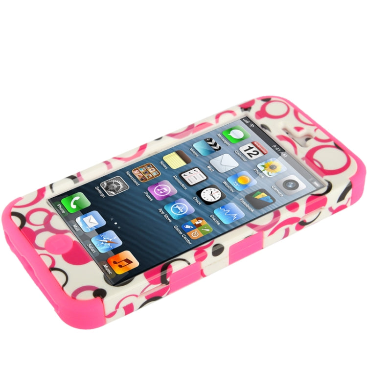 3-layer Colourful Dot Pattern Plastic + Silicone Combination Case for iPhone 5 & 5s & SE  (Magenta)