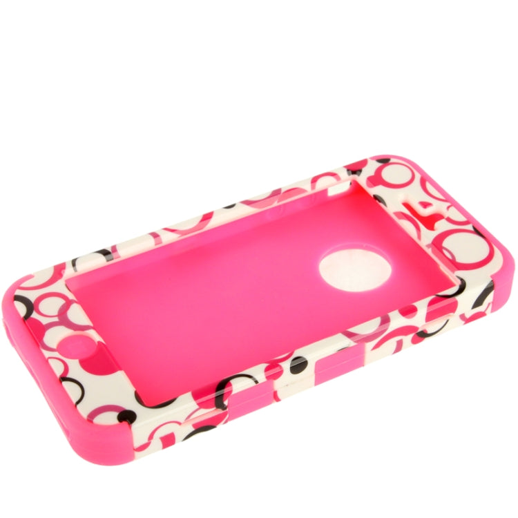 3-layer Colourful Dot Pattern Plastic + Silicone Combination Case for iPhone 5 & 5s & SE  (Magenta)