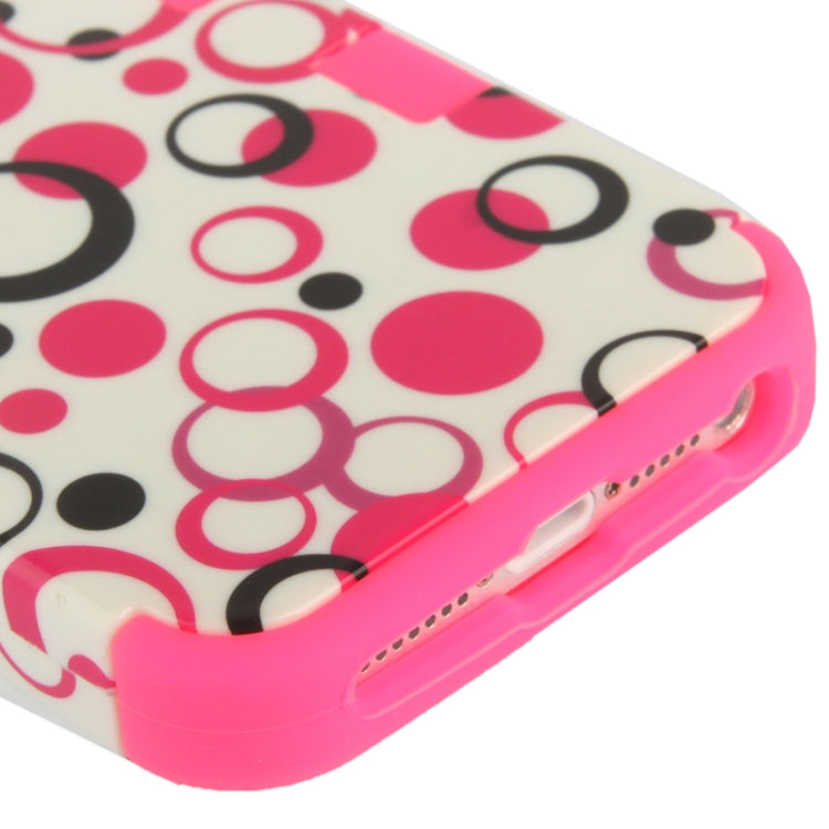 3-layer Colourful Dot Pattern Plastic + Silicone Combination Case for iPhone 5 & 5s & SE  (Magenta)