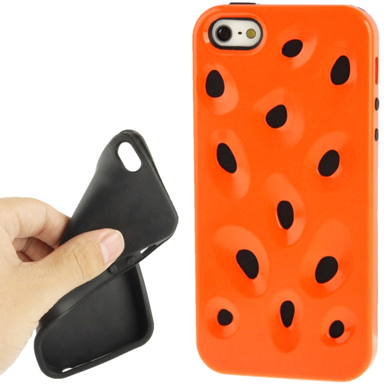 Hollow Watermelon Style Plastic + Black Silicone Combination Case for iPhone 5 & 5s & SE