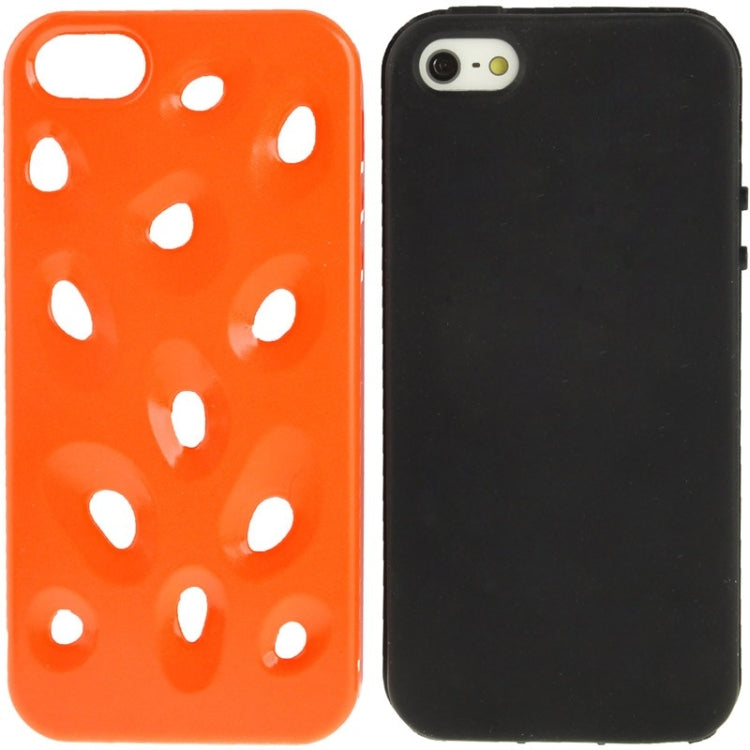 Hollow Watermelon Style Plastic + Black Silicone Combination Case for iPhone 5 & 5s & SE