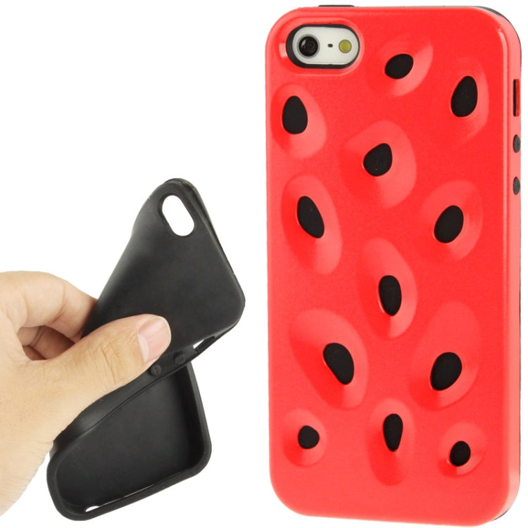 Hollow Watermelon Style Plastic + Black Silicone Combination Case for iPhone 5 & 5s & SE