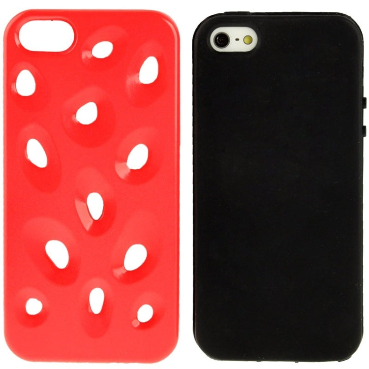 Hollow Watermelon Style Plastic + Black Silicone Combination Case for iPhone 5 & 5s & SE