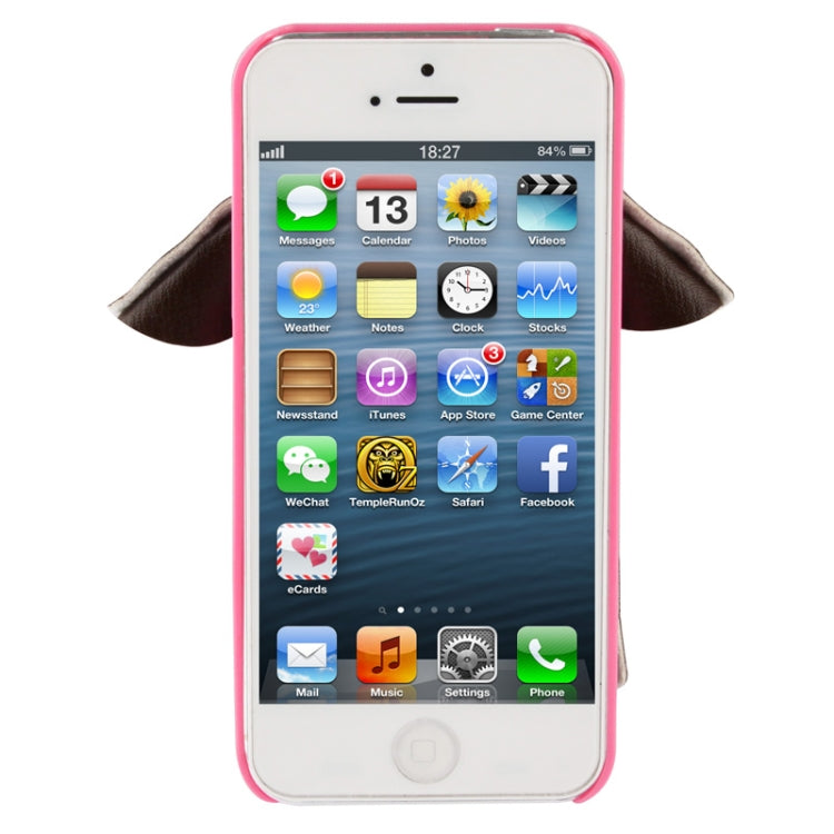 WUBENFU Series Detachable Leather Clothing Keyring Wood Texture Plastic Case with Leopard Phone Neck Rope for iPhone 5 & 5s & SE