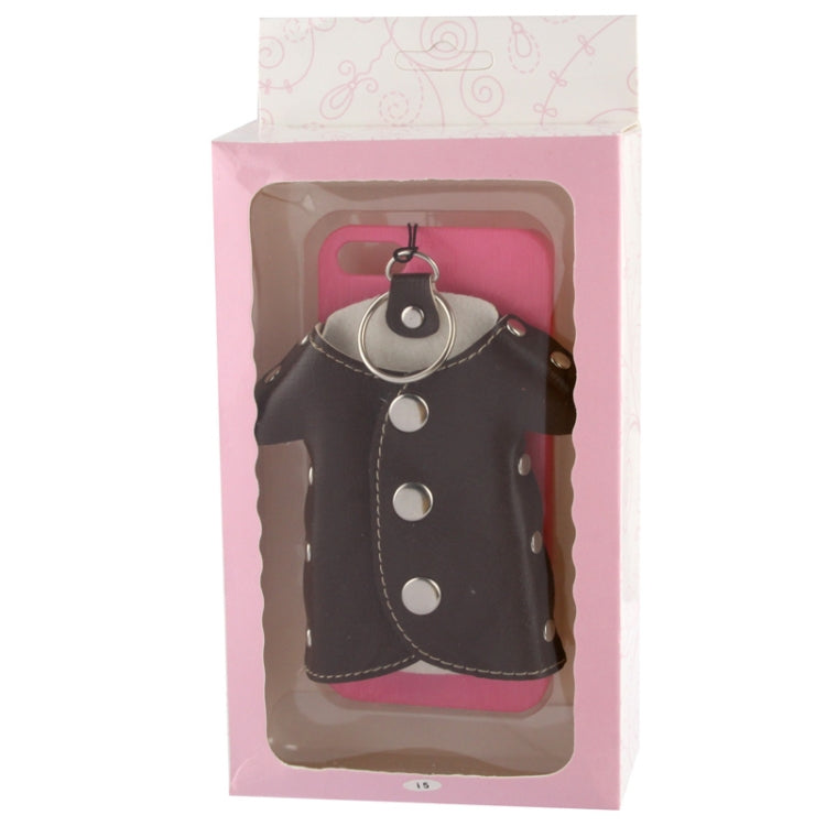 WUBENFU Series Detachable Leather Clothing Keyring Wood Texture Plastic Case with Leopard Phone Neck Rope for iPhone 5 & 5s & SE