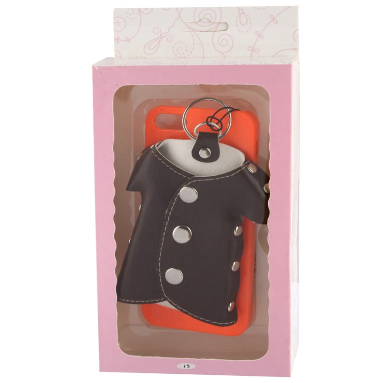 WUBENFU Series Detachable Leather Clothing Keyring Wood Texture Plastic Case with Leopard Phone Neck Rope for iPhone 5 & 5s & SE