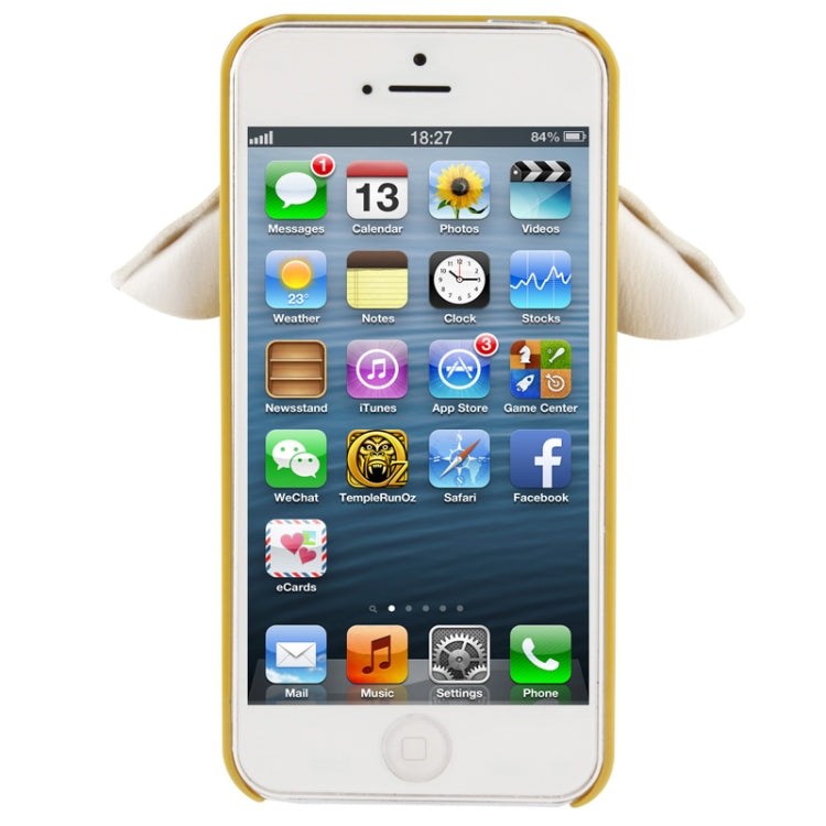 WUBENFU Series Detachable Leather Clothing Keyring Wood Texture Plastic Case with Leopard Phone Neck Rope for iPhone 5 & 5s & SE
