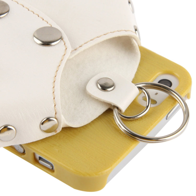 WUBENFU Series Detachable Leather Clothing Keyring Wood Texture Plastic Case with Leopard Phone Neck Rope for iPhone 5 & 5s & SE