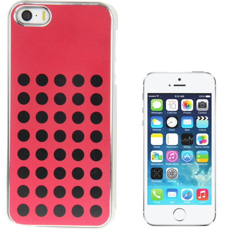 Red and Black Dot Pattern Metal Patch Plating Skinning Plastic Case for iPhone 5 & 5s & SE