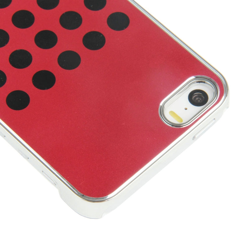 Red and Black Dot Pattern Metal Patch Plating Skinning Plastic Case for iPhone 5 & 5s & SE