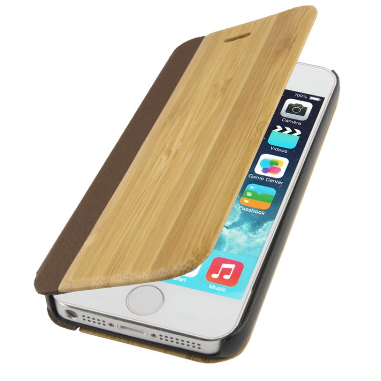 Bamboo and Magnetic Materials Horizontal Flip Leather Case for iPhone 5 & 5s & SE & SE