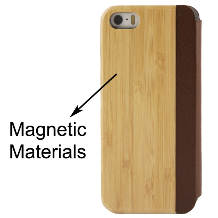 Bamboo and Magnetic Materials Horizontal Flip Leather Case for iPhone 5 & 5s & SE & SE