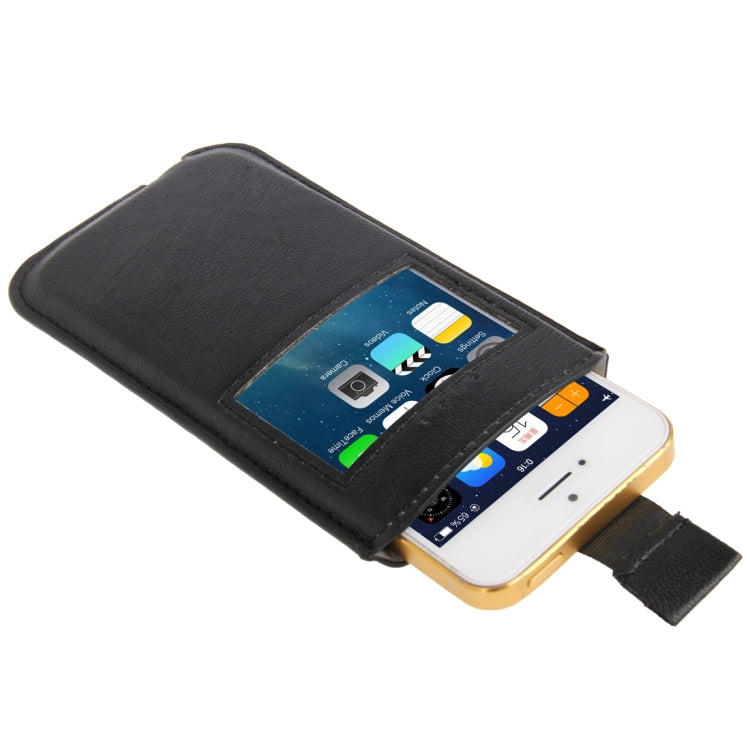 Litchi Texture Leather Case Pocket Sleeve Bag with Pull Up Tab & Call Display ID for iPhone 5 & 5s & SE & SE & 5C