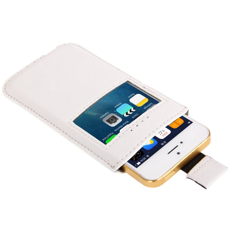 Litchi Texture Leather Case Pocket Sleeve Bag with Pull Up Tab & Call Display ID for iPhone 5 & 5s & SE & SE & 5C